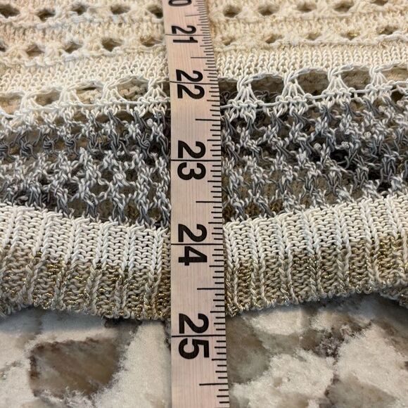 NWT Chicos open weave sweater v neck metallic thread Sz 1/M - Picture 11 of 11